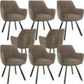 6er Set drehbare Esszimmerstühle mit Armlehnen, moderner Polsterstuhl aus Samt, ideal für Wohnzimmer, Küche, Arbeitszimmer und Schlafzimmer, Braun