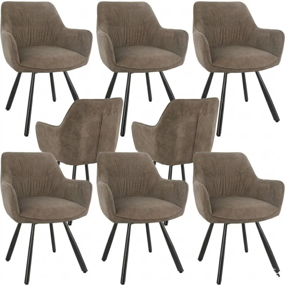 6er Set drehbare Esszimmerstühle mit Armlehnen, moderner Polsterstuhl aus Samt, ideal für Wohnzimmer, Küche, Arbeitszimmer und Schlafzimmer, Braun