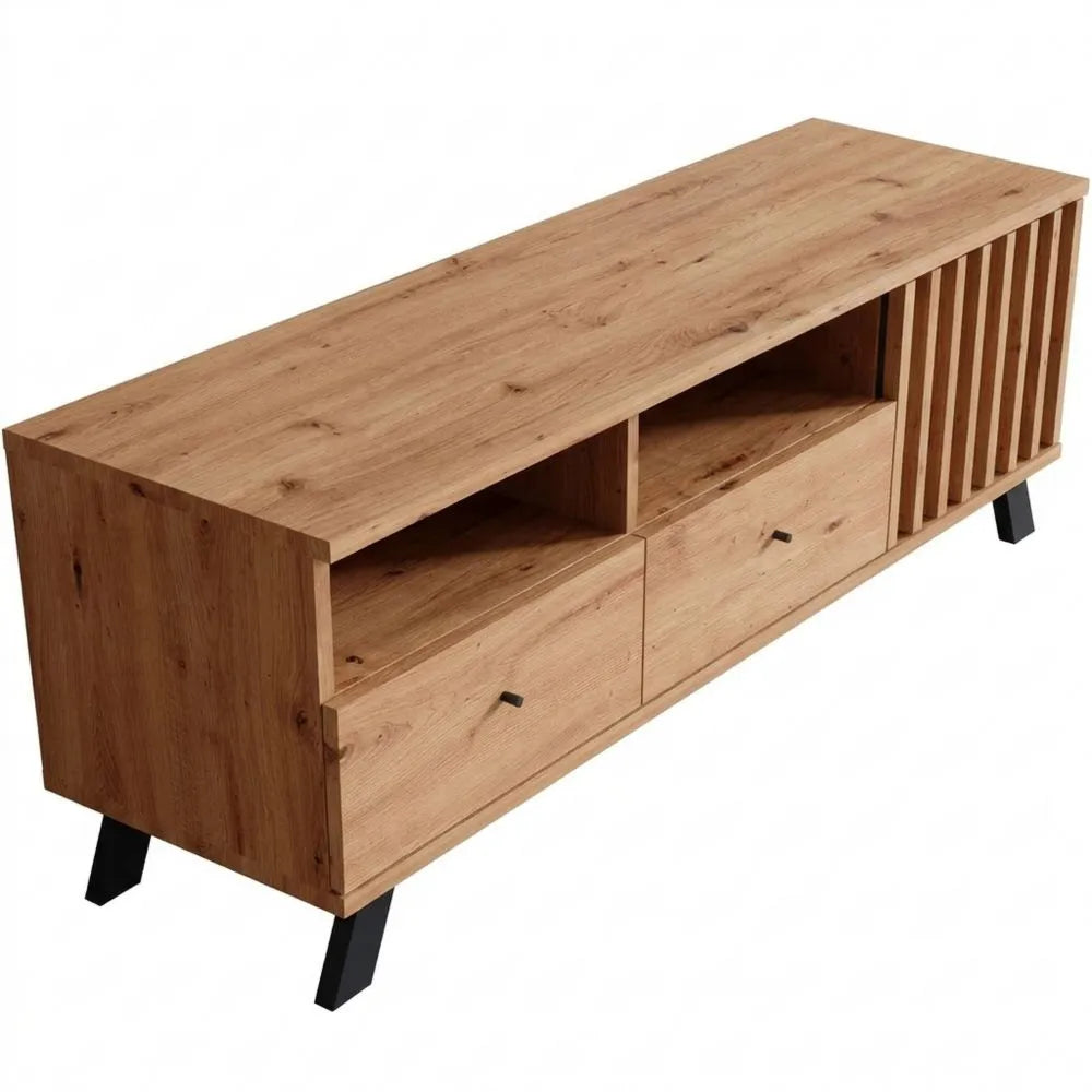 Moderner TV-Schrank aus Wildeiche und Anthrazit - 138x44x40 cm