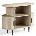 TV-Schrank aus Holz mit Stauraum und Schiebetüren, für Fernseher bis 65 Zoll, naturfarben