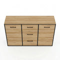 Elegantes Sideboard mit Schubladen und Türen, Eiche/Schwarz, 141,2 x 84,9 x 42 cm
